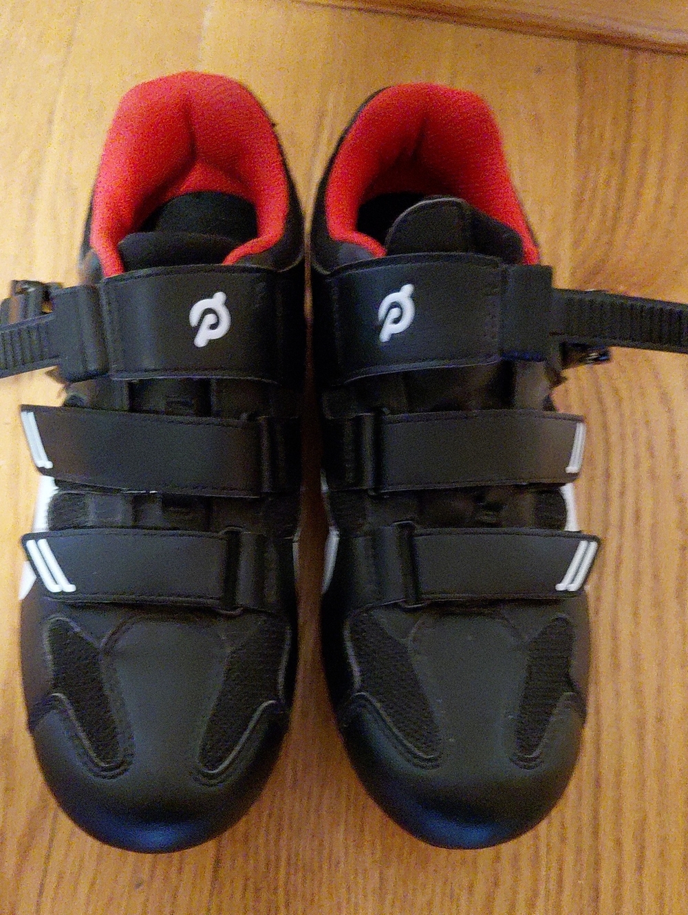 Peloton Black Cycling Shoes with Red Interior